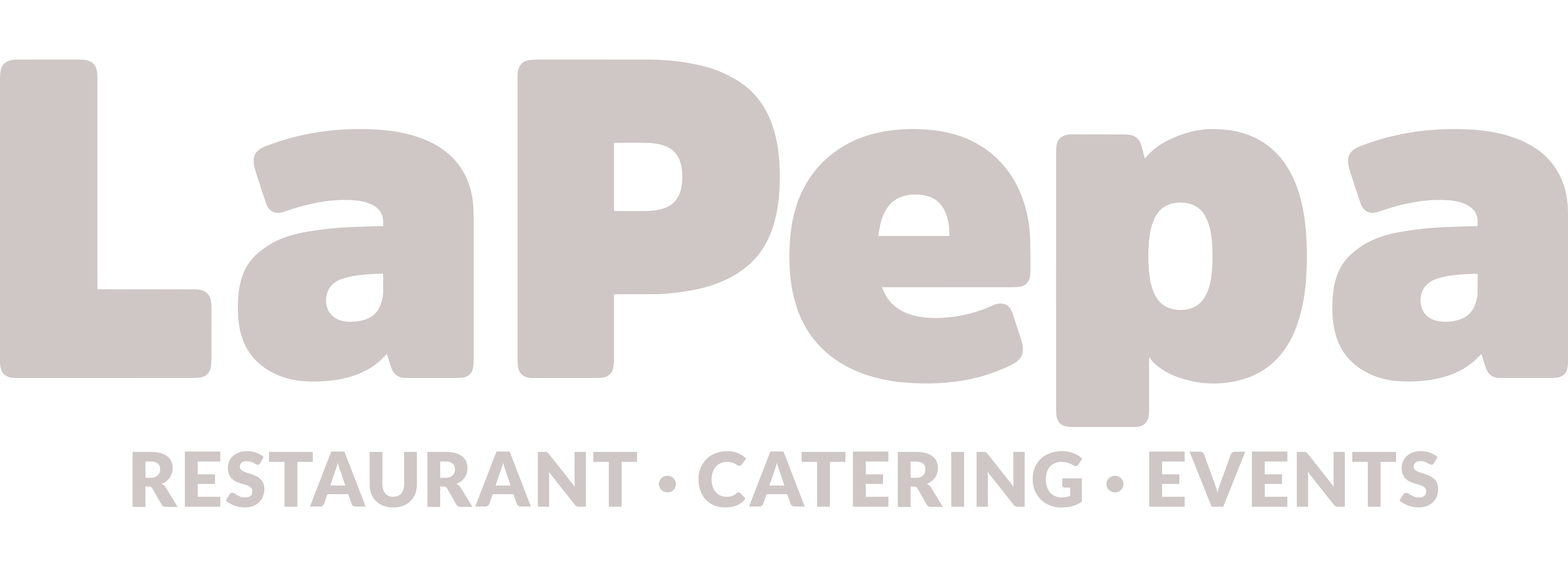 LaPepa Restaurant — logo en crema, restaurante mediterráneo, catering y eventos en Plaza Europa, L'Hospitalet de Llobregat
